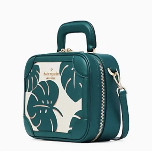 Kate Spade Darcy Monstera Crossbody Traveler Bag NWT $349 Green Leaves - Picture 2 of 5